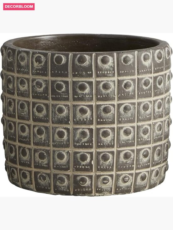 Other - Cement Planter Pot, 3.5" Tall, Beaded Design - Succulent Planter